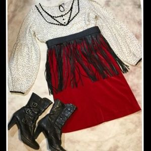 SALE Theory Red Velvet Pencil Skirt Pinup 10